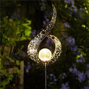 Outdoor Solar Lights Garden Stake Lights, Crackle Glass Globe,Waterproof